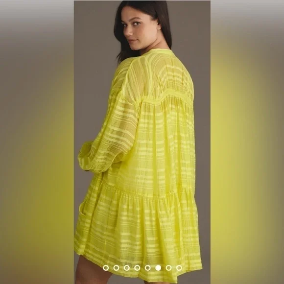 Anthropologie women’s dress sz L Long-Sleeve Zip-Front Mini boho NWT oversized - Picture 4 of 10